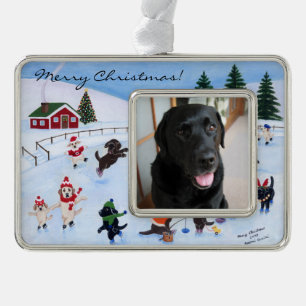 Adorno Con Marco Navidades Labrador Fun Painting