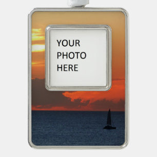 Adorno Con Marco Nubes de atardecer y navegación marítima