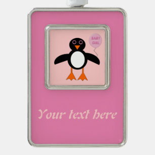 Adorno Con Marco Ornamento de Personalizable pingüino de una niña p