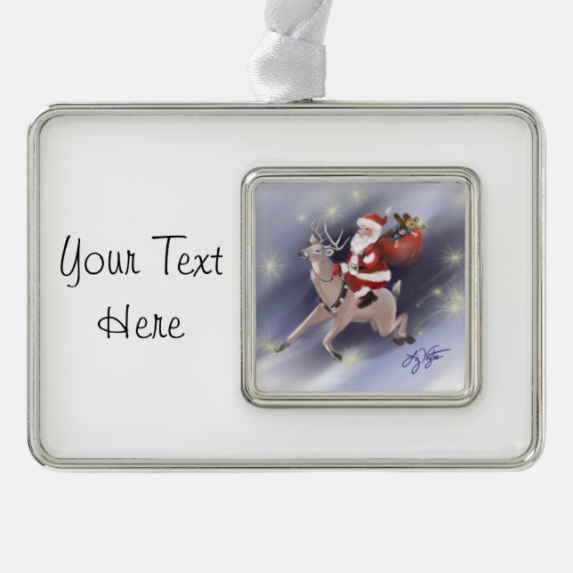 Adorno Con Marco Ornamento de Santa Delivers (Anverso)