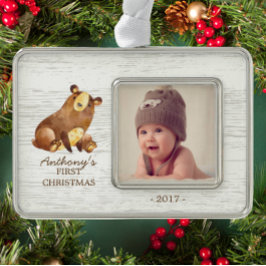 Adorno Con Marco Ornamento fotográfico de Woodland Bear Baby