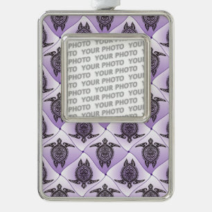 Adorno Con Marco Patrón de tortugas marinas chamánicas - violeta