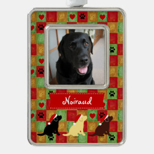 Adorno Con Marco Perritos de Labrador del edredón del navidad