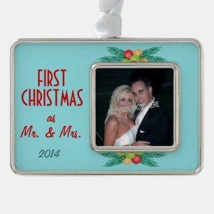 Adorno Con Marco Primera Navidad como Sr. y Mrs. Photo