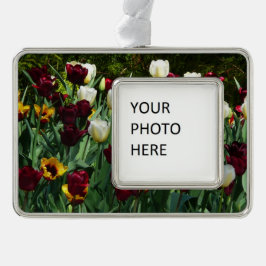 Adorno Con Marco Tulipanes coloridos de color marrón y amarillo