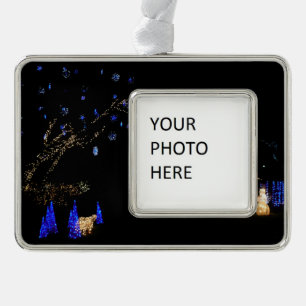 Adorno Con Marco Winter Wonderland ilumina vacaciones azules y blan