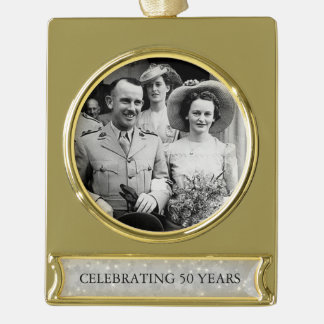 Adorno Con Rótulo Dorado 50.º Boda Aniversario de Oro Foto Plantilla 3