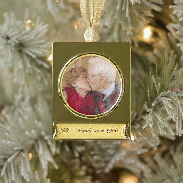 Adorno Con Rótulo Dorado 50 Aniversario Boda de Oro personalizado (Árbol)