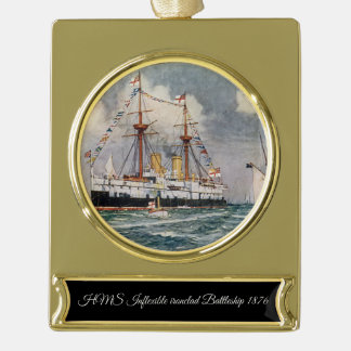 Adorno Con Rótulo Dorado acorazado HMS Inflexible 1876