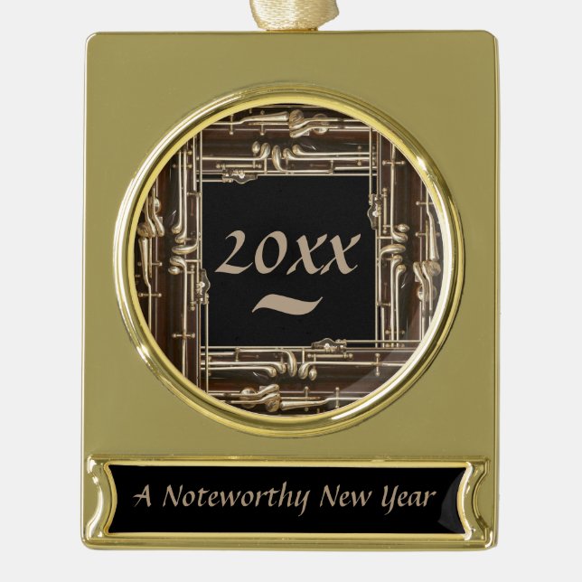 Adorno Con Rótulo Dorado Año Nuevo significativo de encargo del marco del (Anverso)