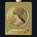 ADORNO CON RÓTULO DORADO ATENA CON HELMET DE ORO Y GRIFFINES DE FANTASÍA<br><div class="desc">Elegante esmalte dorado en miniatura Art Nouveau</div>