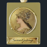 ADORNO CON RÓTULO DORADO ATENA CON HELMET DE ORO Y GRIFFINES DE FANTASÍA<br><div class="desc">Elegante esmalte dorado en miniatura Art Nouveau</div>