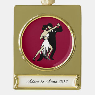 Adorno Con Rótulo Dorado Bailarinas de tango