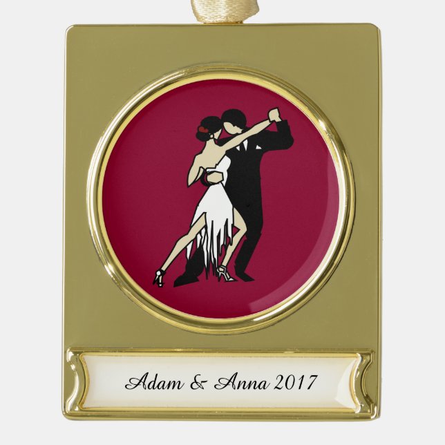 Adorno Con Rótulo Dorado Bailarinas de tango (Anverso)