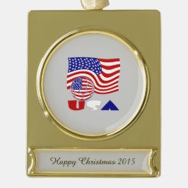 Adorno Con Rótulo Dorado Bandera de Estados Unidos América USA Balón de Fút