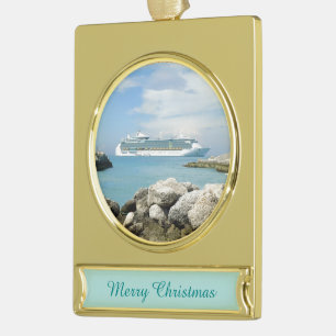 Adorno Con Rótulo Dorado Barco de cruceros en CocoCay