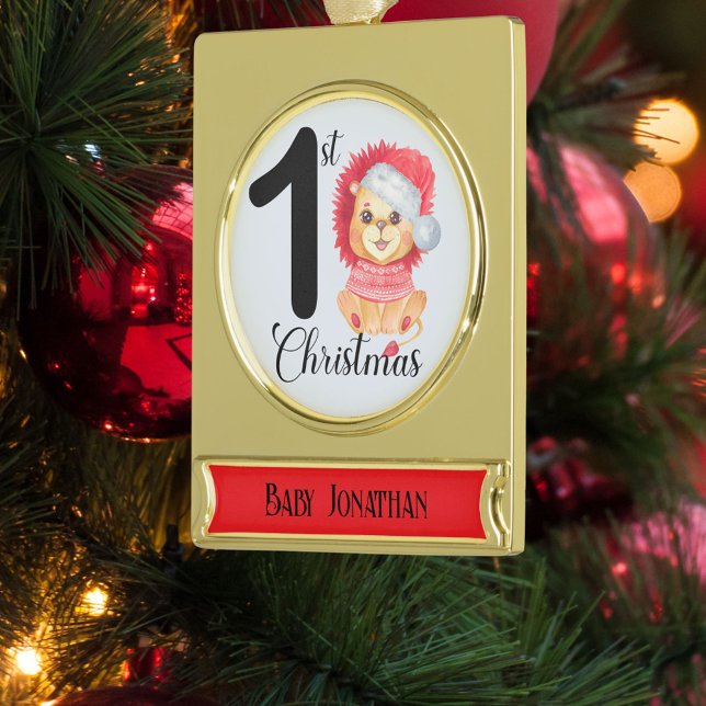 Adorno Con Rótulo Dorado Bebé de oso estacional Primer Navidad Nombre (Subido por el creador)