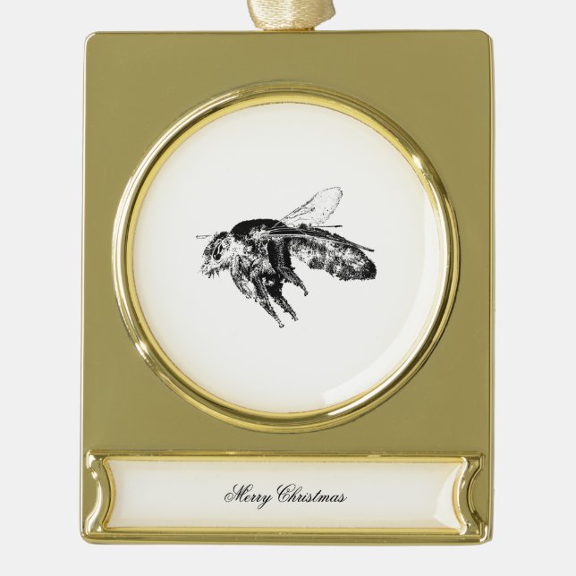 Adorno Con Rótulo Dorado Bee - Oscuro y misterioso insecto (Anverso)