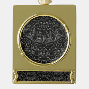 Adorno Con Rótulo Dorado Carbón Mandala