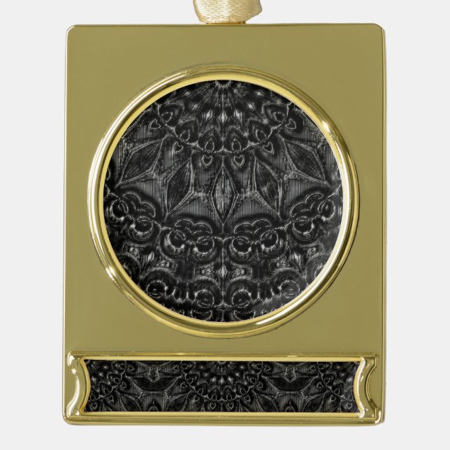 Adorno Con Rótulo Dorado Carbón Mandala (Anverso)