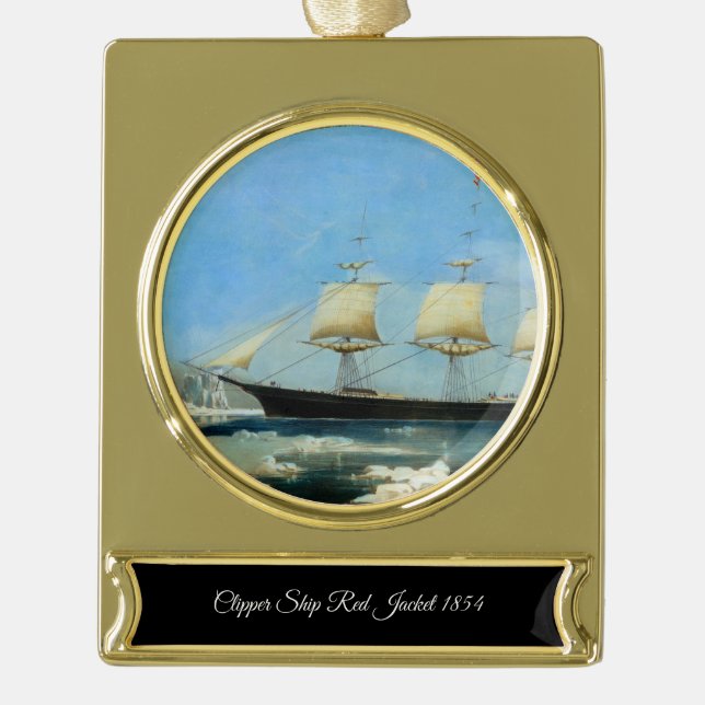 Adorno Con Rótulo Dorado Chaqueta roja de Clipper Ship Recolectable (Anverso)