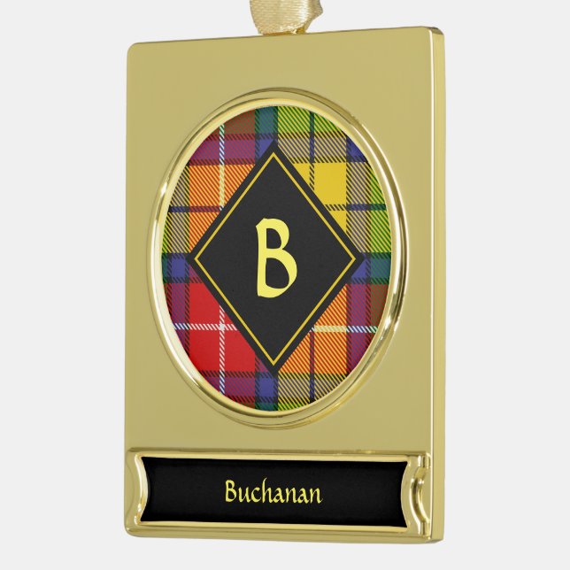 Adorno Con Rótulo Dorado Clan Buchanan Tartan (Izquierda)