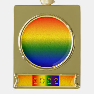 Adorno Con Rótulo Dorado Color del arco iris