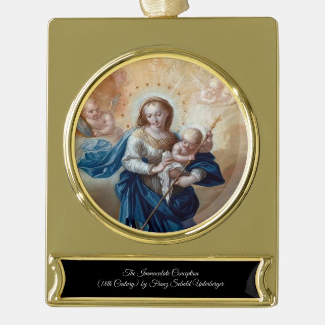 Adorno Con Rótulo Dorado Concepción inmaculada (Anverso)