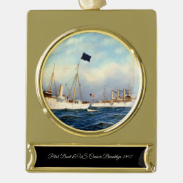 Adorno Con Rótulo Dorado Crucero estadounidense Brooklyn 1897