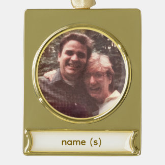 Adorno Con Rótulo Dorado Custom Photo and Text Christmas Tree