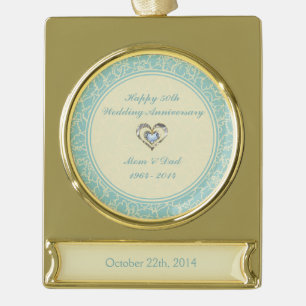 Adorno Con Rótulo Dorado Damascos Florales Pastel Azul Y Crema