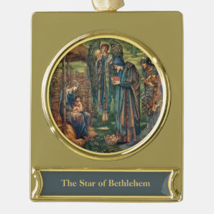 Adorno Con Rótulo Dorado Detalle de la estrella de Belén