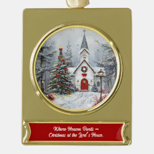 Adorno Con Rótulo Dorado Donde mora el cielo Navidad en la casa del Señor