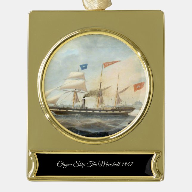 Adorno Con Rótulo Dorado El barco alpino Marshall 1847 (Anverso)