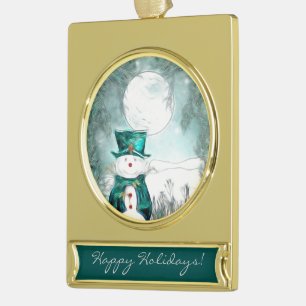 Adorno Con Rótulo Dorado El PERSONALIZADO Snowman GREETING