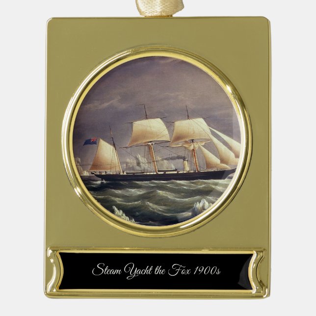 Adorno Con Rótulo Dorado El Zorro Yacht de 1900 (Anverso)