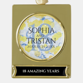 Adorno Con Rótulo Dorado Elegante 18º Aniversario del Boda de Porcelana