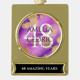 Adorno Con Rótulo Dorado Elegante 48º Aniversario del Boda Ametista
