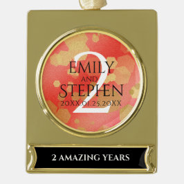 Adorno Con Rótulo Dorado Elegante celebración del 2° Aniversario del Boda d