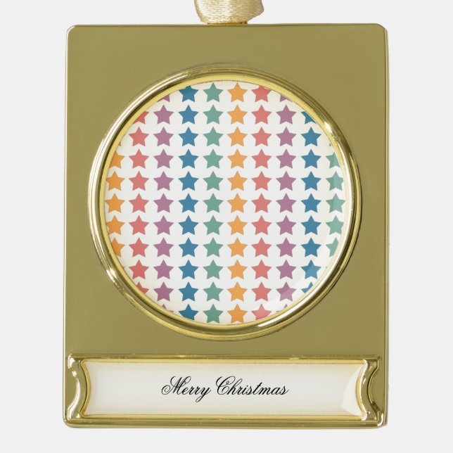 Adorno Con Rótulo Dorado Estrellas, pequeña estrella de brillo (Anverso)