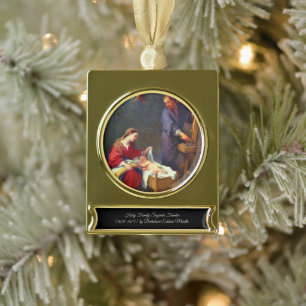 Adorno Con Rótulo Dorado Familia Santa