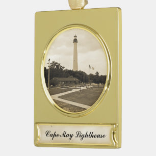 Adorno Con Rótulo Dorado Faro de Cape May