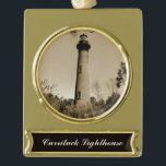 Adorno Con Rótulo Dorado Faro de Currituck<br><div class="desc">Faro de Currituck</div>