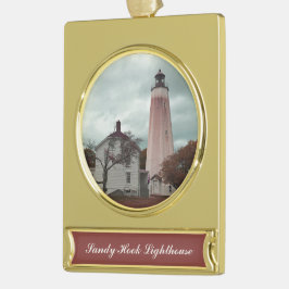 Adorno Con Rótulo Dorado Faro de Sandy Hook