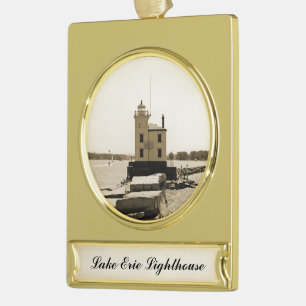 Adorno Con Rótulo Dorado Faro del Lago Erie