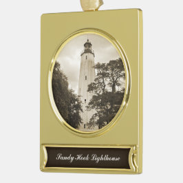 Adorno Con Rótulo Dorado Faro Sandy Hook