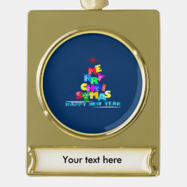 Adorno Con Rótulo Dorado Feliz Navidad Feliz Año Nuevo