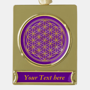 Adorno Con Rótulo Dorado Flor de vida / Blume des Lebens - oro