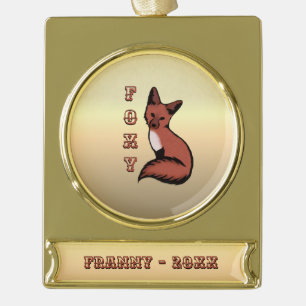 Adorno Con Rótulo Dorado Foxy Red Fox Gold Name and Year