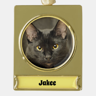 Adorno Con Rótulo Dorado Gato negro